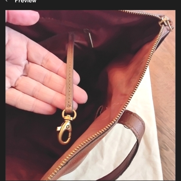 Fossil Brown Leather Tote Bag Purse Shopper - Picture 8 of 17